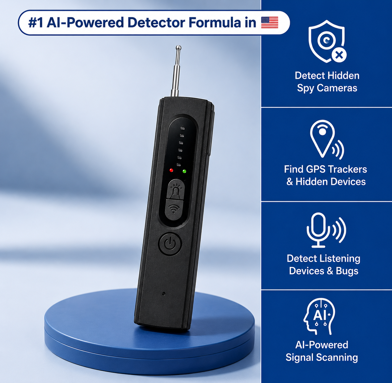 AI Powered Camera Detector, Portable GPS Tracker & Listening Device Finder