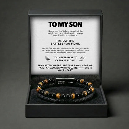 Engraved Tiger Eye Son Bracelet