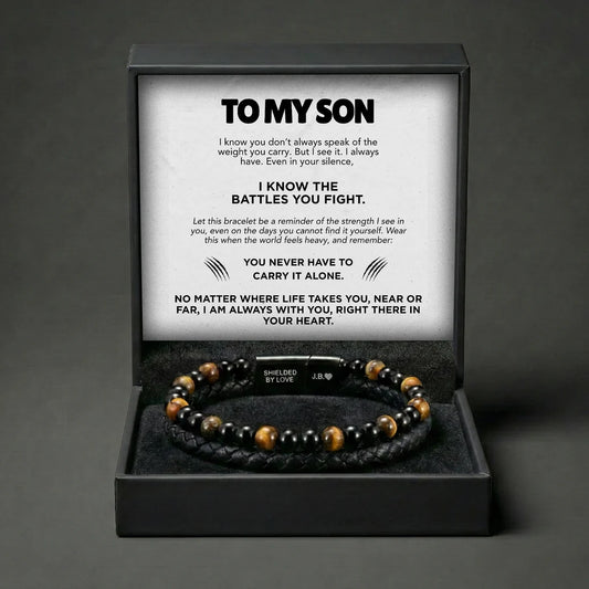 Engraved Tiger Eye Son Bracelet